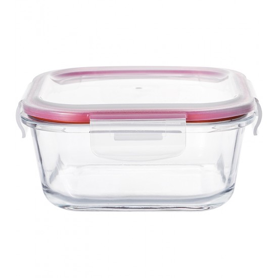 Pote Hermetico 520ml 13,7x13,7x6,9cm Quadrado Vidro Borossilicato Com Tampa